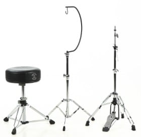 Bækkenstandere, Hi-Hat stand, samt trommestol. (3)