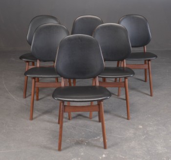 Arne Hovmand Olsen. Seks spisestole, teaktræ, model 75 (6)