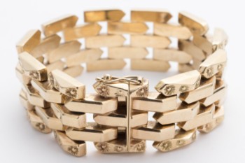 Heavy block bracelet of 14 kt gold, 50 grams