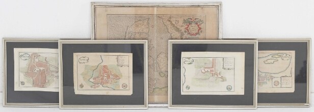 Fem håndkolorerede kort over Danmark og danske byer, 1700-tallet (5)