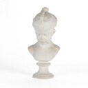 J. F. J Saly. Plaster bust, depicting a young girl with braids in her hair