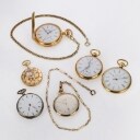 Oudin A Paris, Moeris and Mora. Collection of pocket watches in i.a. silver (6)