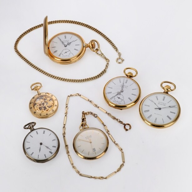 Oudin A Paris, Moeris and Mora. Collection of pocket watches in i.a. silver (6)