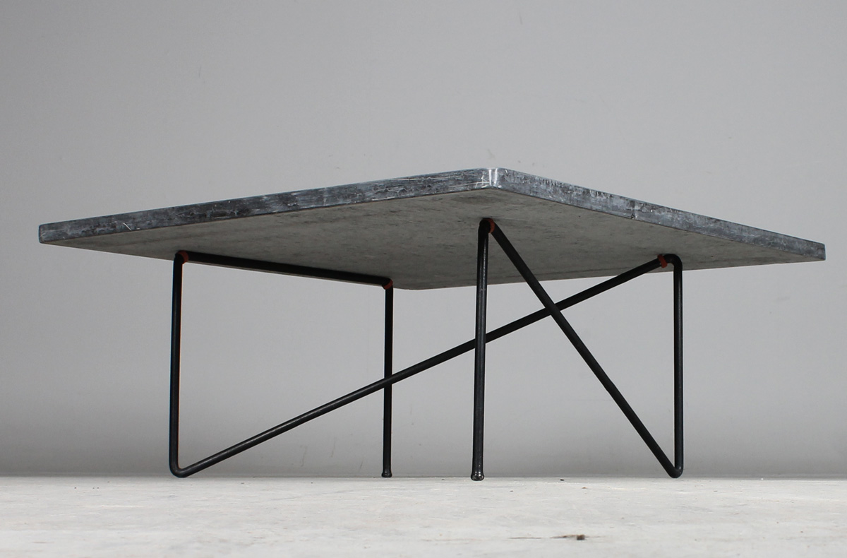Table with stone top, industrial design, 1950's | Lauritz.com