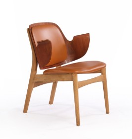 Hans Olsen. Teak and oak armchair