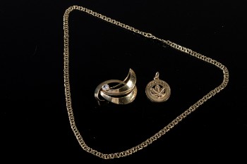 Bismark kæde, vedhæng og broche i 8 kt. guld 16.3 gr. (3)