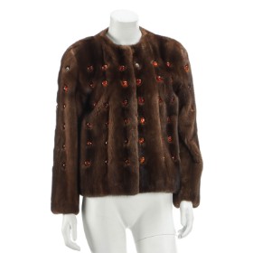 40 - House of Amber for Kopenhagen Fur. Short mink jacket with amber 'buttons' size 36/38