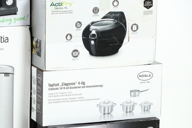 Diverse køkkenapparater 6 stk.  fra bl.a. OBH Nordica airfryer og Rösle grydesæt (6)