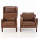 Skalma. Wing chair and armchair, cognac-colored leather. (2)