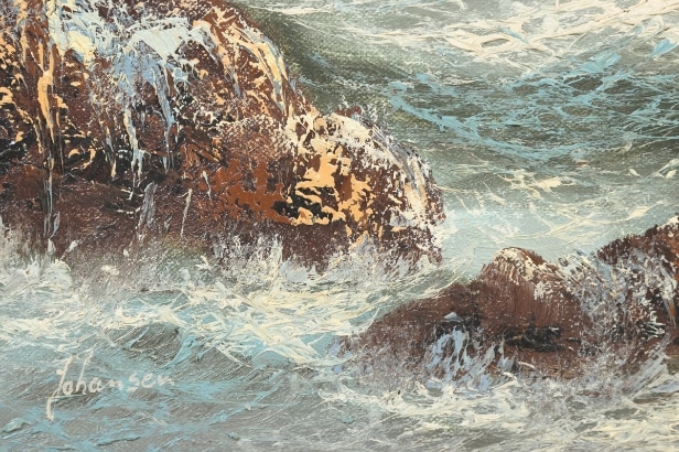 Unknown artist. Rocky coast in storm.
