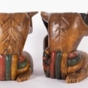 Pair of carved Balinese wooden figures (2)