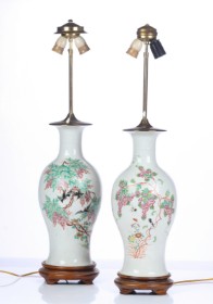 Pair of Chinese porcelain table lamps, 1900s (2)