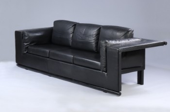 Paolo Piva for De Sede. Sjælden fritstående tre-pers. vintage sofa, sort læder, 1990-erne