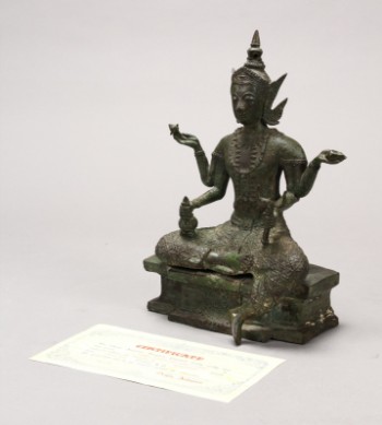 Vishnu figur af patineret bronze, Thailand 1800-tallet