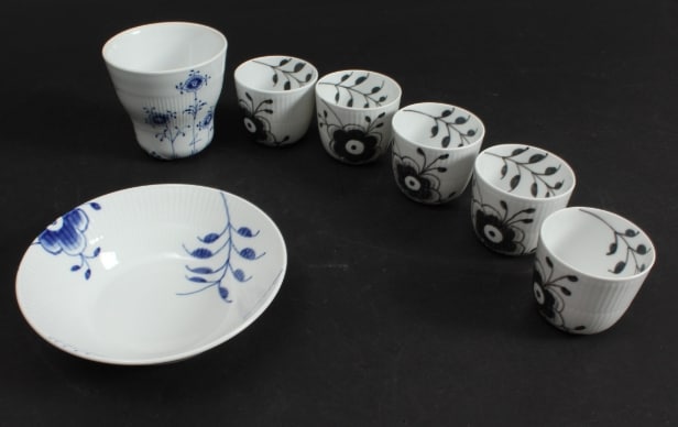 Royal Copenhagen, musselmalet, megamussel, krus, æggebæger mm.  (20)