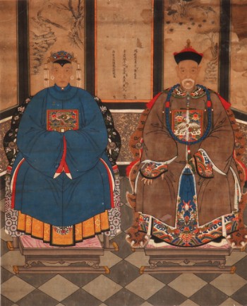 Kakemone, forfaderligt kinesisk anebillede, gouache, 1800-tallet