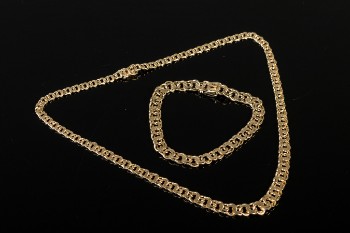 Armlænke og halskæde Bismark mønster 14 kt. guld 35.9 gr. (2)