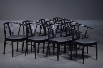 Spisestue stole, model Nanna med polster i sort læder (10)