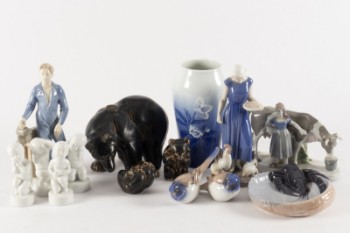 Royal Copenhagen og B&G Samling porcelænsfigurer og vaser