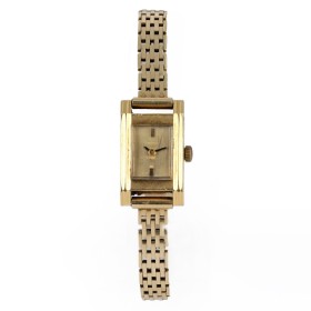 Certina. Vintage women's wristwatch with case of 18 kt. gold mounted with brick chain of 14 kt. gold