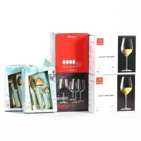 Wine glasses from Spiegelau and Tre Sensi and cutlery from Amefa (6 boxes)