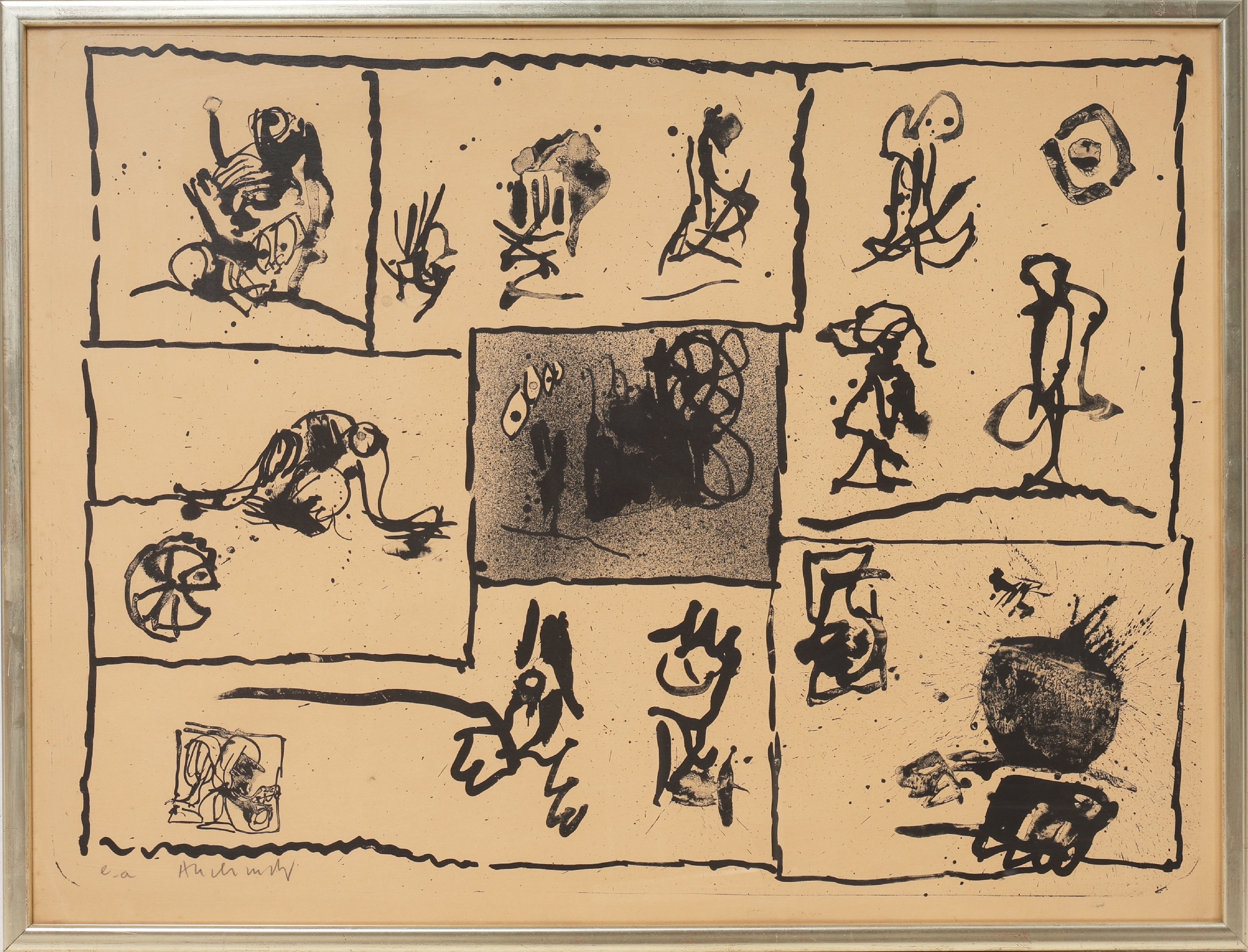 Pierre Alechinsky (1927-): 'À main levée', lithograph 1967.