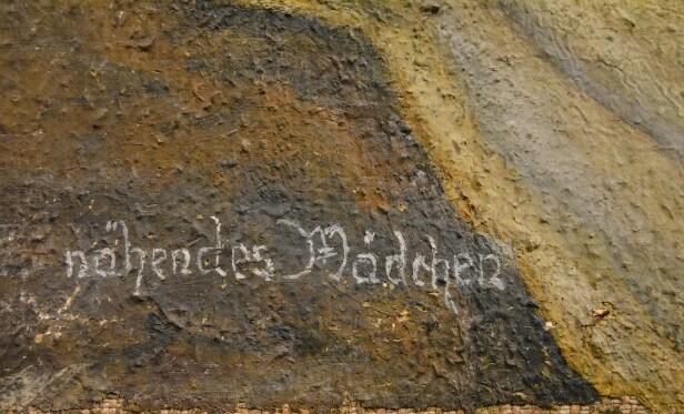Ölgemälde, Hubert Ortmann, 'nähendes Mädchen'