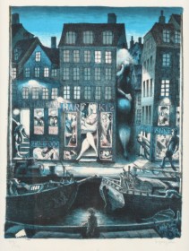 Ib Spang Olsen. Night atmosphere in Nyhavn