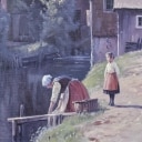 Niels Walseth, olie på lærred, bjerglandskab