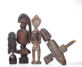 Samling africana - Bambara / Mali m.fl. Fire figurer af træ (4)