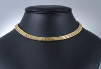 Halskæde i sildebens mønster, 18 kt guld, 77,5 gram