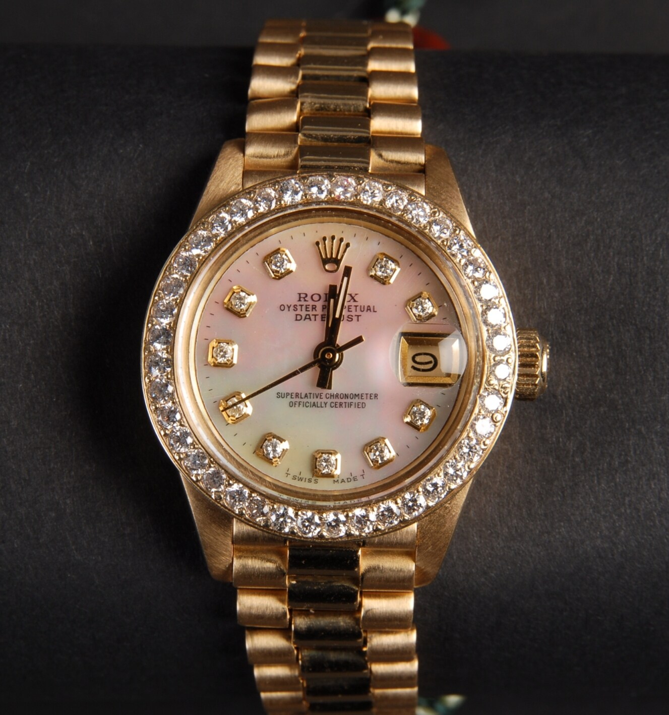 Rolex Oyster Perpetual Datejust ladies watch with diamonds and mother