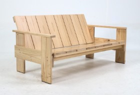 Gerrit Rietveld. Lounge sofa model Crate, pine wood