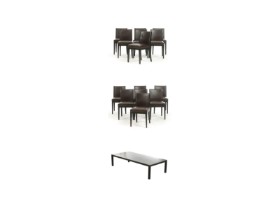 JNL Collection. Dining table and fourteen dark wood chairs (1+14)