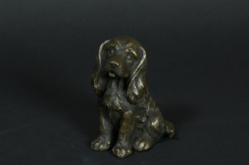 Bronzeskulptur, siddende hund