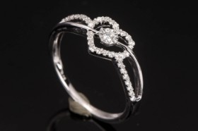 Diamonds By Frisenholm. Ring of 9 kt. white gold with diamonds, size 53