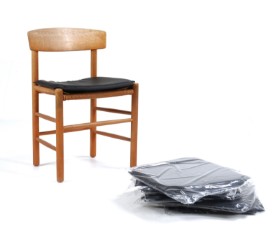 A set of six Danish-made cold foam cushions for Børge Mogensen's folk chair - J39, black leather (6)