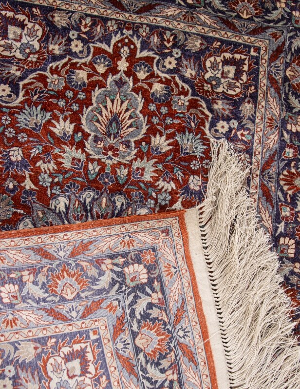 Three Chinese silk carpets (3)
