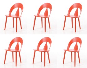 Børge Mogensen for FDB. Six shell chairs - Model J45 - Blood Orange (6)