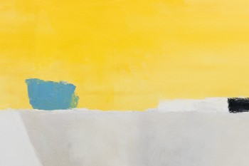 Christian Bundegaard, komposition Landskab gul himmel, olie på lærred