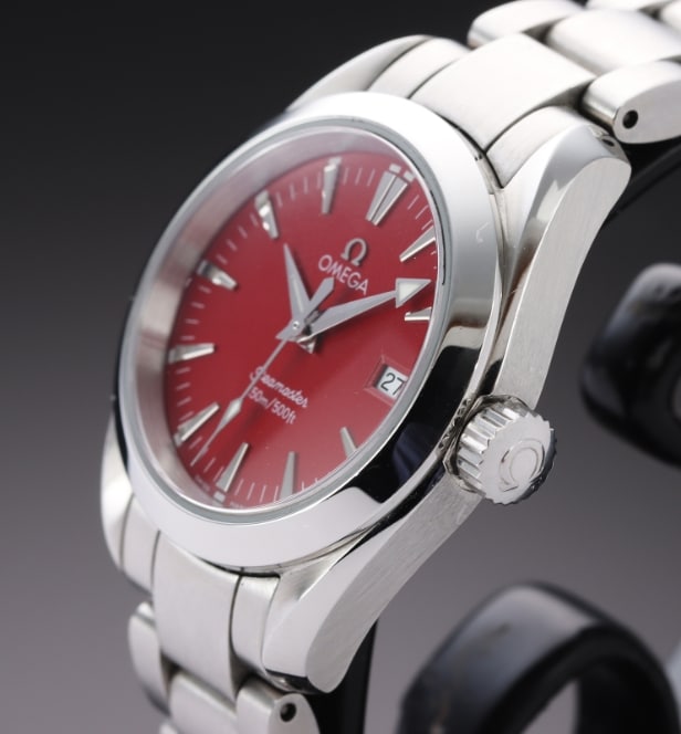 Omega 'Seamaster Aqua Terra Marui RED edition'. Ladies' watch in steel with red dial, approx. 1998