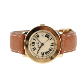 Cartier 'Must de Cartier Ronde'. Midsize women's watch in gold-plated sterling silver, Ø32.5 mm.