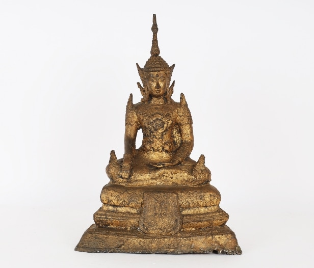 Sitting Buddha, gilded bronze