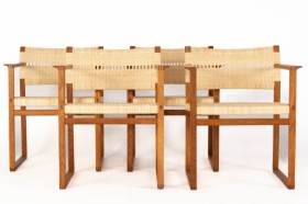 Børge Mogensen. Four oak / wicker armchairs, model 'BM62' (4)