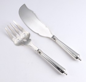 Anton Michelsen. Fish serving set in silver, anno 1862 (2)