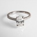 Diamond ring (lab produced) of 18 kt. white gold, ring size 52