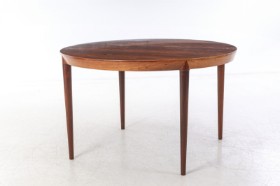 Severin Hansen. Circular rosewood dining table with extension, 1950s-60s (1+2)