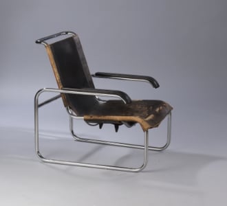 Marcel Armchair in black leather, model S35