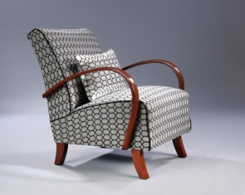 Jindrich Halabala. Overpolstret lounge/lænestol i formbøjet birketræ fra 40erne, model 213