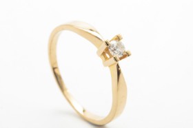 Solitairering med brillant på ca. 0.15 ct. 14 kt. guld, str. 58